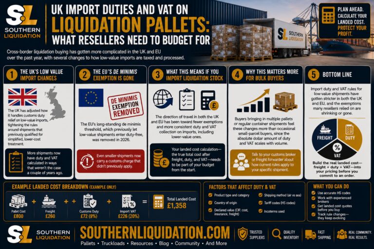 UK Import Duties and VAT on Liquidation Pallets: What Resellers Need to Budget For